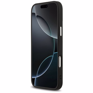 Guess Grūdėtas Trikampio logotipas Magnėtinis dėklas telefonui iPhone 17 Pro Max - juodas