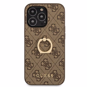 Guess GUHCP13L4GMRBR iPhone 13 Pro / 13 6.1" rudas/rudas kietas dėklas 4G su žiedo stovu