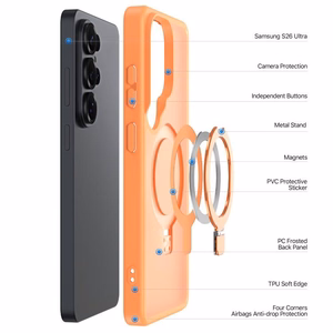 Dėklas Dux Ducis Yind Magnetic Stand Samsung S948 S26 Ultra oranžinis