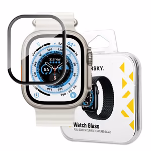 Wozinsky Full Glue Tempered Glass grūdintas stiklas Apple Watch 49mm 9H pilnas ekranas su juodu rėmeliu