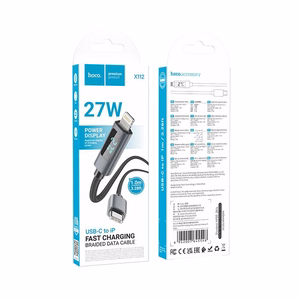 Kabelis USB C į Lightning Hoco PD 27W su ekranu 1 m X112 juodas