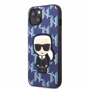 Karl Lagerfeld KLHCP13MPMNIKBL iPhone 13 6.1" kietas dėklas mėlynas/mėlynas Monograma Ikonik Pleistras