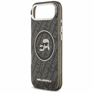 Karl Lagerfeld IML Blizgučiai Karl & Choupette Heads Logo Magnetinis iPhone Air dėklas - juodas
