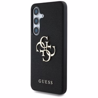 Guess Grained Big 4G Logo Small Classic Logo dėklas telefonui Samsung Galaxy S25 Plus juodas