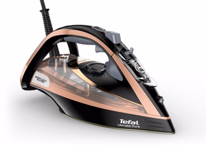 Tefal Ultimate Pure FV9845 – 3200 W steam iron with Durilium AirGlide Autoclean soleplate, black/copper