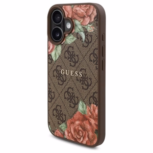 Guess GUHMP16SP4ROPEMCW iPhone 16 6.1" rudas/rudas kietas dėklas 4G Gėlių Raštas Magnetinis