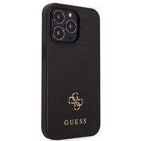 Guess Saffiano 4G Small Metal Logo dėklas telefonui iPhone 13 Pro / 13 6.1" - juoda