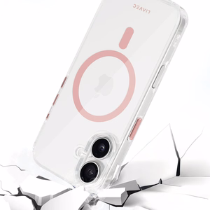 Liavec Blizgus Magnetinis Skaidrus dėklas telefonui Iphone 16 rožinė