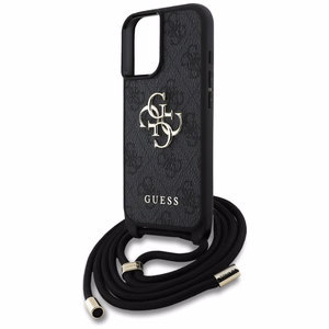 Guess 4G Big Logo Cord Stap dėklas telefonui iPhone 16 - juodas
