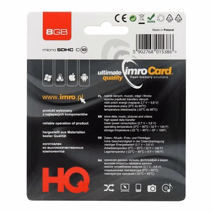 Imro atminties kortelė 8GB microSDHC cl. 10