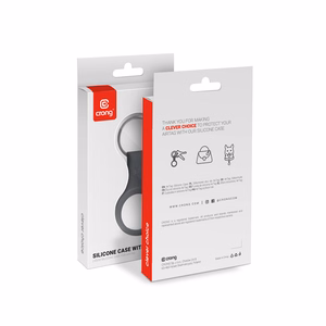 Crong Silicone dėklas, skirtas Apple AirTag 1 / 2, su žiedu raktams, juodas