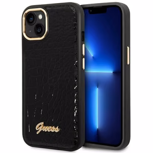 Guess GUHCP14MHGCRHK iPhone 14 Plus 6.7 "juodas/juodas kietas dėklas Croco Collection