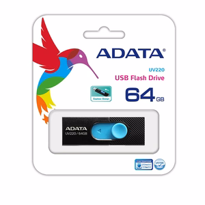 ADATA UV220 USB atmintukas 64 GB USB A tipo 2.0 Juoda, Mėlyna