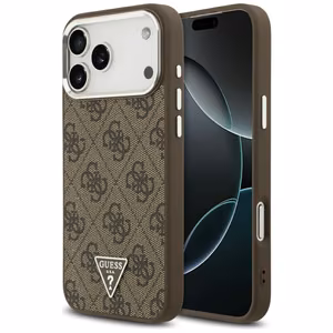 Guess 4G Triangle Logo Magnetinis dėklas telefonui iPhone 17 Pro Max - rudas