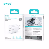 BWOO CDA206 PD 35W Sieninis įkroviklis 1x USB-C port baltas