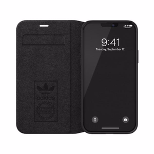 Adidas OR knyginis dėklas PU iPhone 12 / 12 Pro 6.1" - balta ir juoda
