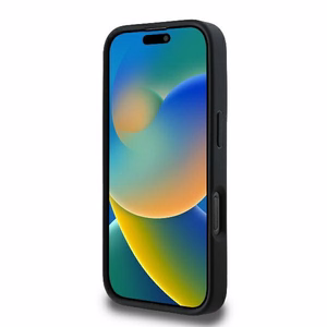 Guess Dygsniuotas Metalinis Logotipas dėklas iPhone 16 Pro Max - juoda
