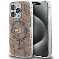 Guess IML GCube MagSafe dėklas telefonui iPhone 15 Pro Max - rudas