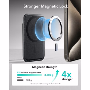 ESR Classic su RFID apsauga magnetinis „MagSafe“ kortelių dėklas telefonui – juodas