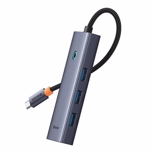 5-in-1 šakotuvas Baseus UltraJoy Series USB-C į HDMI4K@30Hz+3xUSB 3.0+1xPD (pilkas)