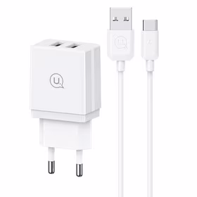 USAMS Tinklo įkroviklis 2xUSB-A + laidas USB-C/ USB-A Fast Charging baltas series HC HCXLTZ03