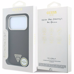 Guess Kevlar Triangle Logo MagSafe dėklas, skirtas iPhone 17 Pro Max / 18 Pro Max – spalva: ruda