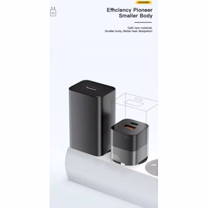 Įkroviklis Essager GaN Square juodas 33W (PD / QC3.0)