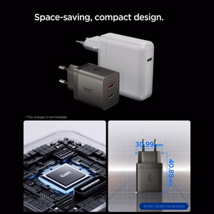 Spigen Essential EE472EU-GAN 2 jungčių 47 W sieninis įkroviklis – tamsiai pilkas