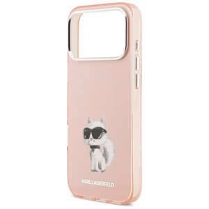 Karl Lagerfeld IML Aquarelle Choupette & Logo Magnetinis dėklas telefonui iPhone 17 Pro Max - rožinis