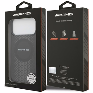 AMG Dvigubo sluoksnio permatomas grafikos magnetinis dėklas telefonui iPhone 17 Pro Max - juodas