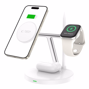 Tech-Protect QI15W-A35 3 viename indukcinis įkroviklis su MagSafe telefonui / AirPods / Apple Watch - baltas