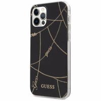 Guess Gold Chain Collection dėklas telefonui iPhone 12 Pro Max 6.7" - Juodas