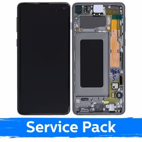 Ekranas skirtas Samsung G973 S10 su rėmeliu / Prism Black / (Service Pack)