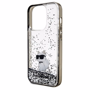 Karl Lagerfeld Liquid Glitter Choupette dėklas telefonui iPhone 14 Pro - permatomas