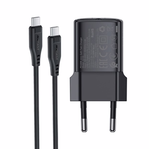 Įkroviklis Acefast A118 30W GaN USB-C + USB-C to USB-C cable 1.2m juodas