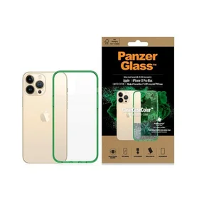 PanzerGlass ClearCase antibakterinis militarinės klasės sertifikuotas dėklas telefonui iPhone 13 Pro Max - skaidrus žalias