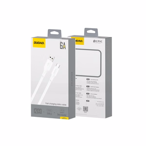 Dudao L2sT USB-A - USB-C 6A kabelis 1.2m - baltas