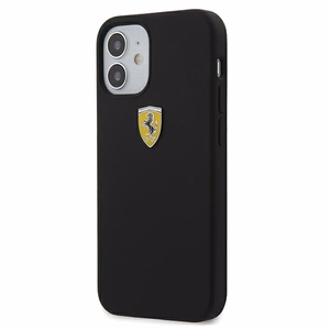 Ferrari FESSIHCP12SBK iPhone 12 mini 5.4" juodas/juodas kietas dėklas On Track Silicone