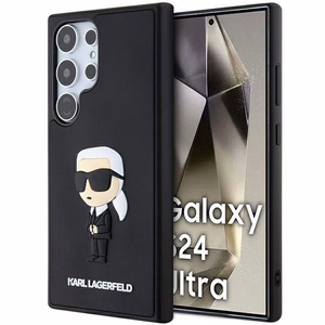 Karl Lagerfeld 3D guminis Ikonik dėklas telefonui Samsung Galaxy S24 Ultra - juodas