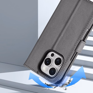 Dux Ducis Lawa iPhone 16 Pro odinis dėklas su nuimama magnetine pinigine - pilkas