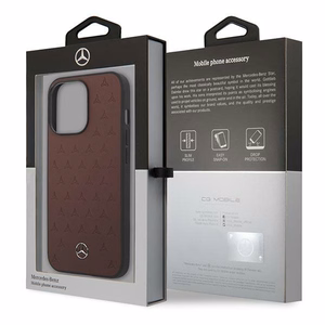 Mercedes MEHCP13LPSQRE iPhone 13 Pro / 13 6.1" raudonas dėklas Leather Stars Pattern