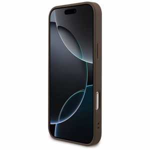 Guess 4G Strap Triangle Logo Magnetinis dėklas telefonui iPhone 17 Pro Max - ruda