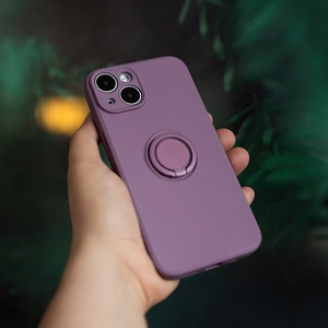 Dėklas telefonui su piršto laikikliu iPhone 15 Pro 6,1" šviesiai violetinės spalvos