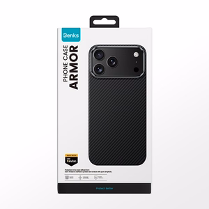 Juodas „Benks Magnetic Armor Air 600D“ kevlaro dėklas su metaliniu rėmeliu (C.K.FL.AP.BK.A072), skirtas iPhone 18 Pro / iPhone 17 Pro