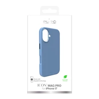 Pure Icon Magnetinis Pro skystas silikoninis dėklas iPhone 17, MagSafe suderinamas, su kameros apsauga ir aliuminio mygtukais - mėlynas