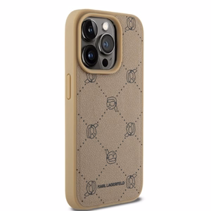Karl Lagerfeld Magnetinis Karl Galva Dėklas telefonui iPhone 15 Pro - smėlio spalvos