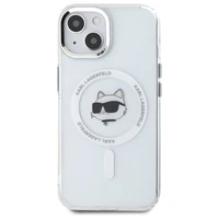 Karl Lagerfeld IML Metalinė Choupette galva MagSafe dėklas iPhone 15 Plus - baltas