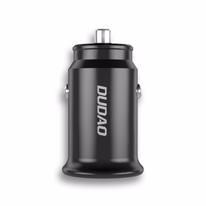 Automobilinis įkroviklis Dudao R3PRO juodas (1xUSB / 1xUSB-C / 18W) + Type-C / Lightning laidas