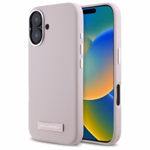 Karl Lagerfeld FW Metal Plate Magnetinis dėklas telefonui iPhone 16 - rožinis