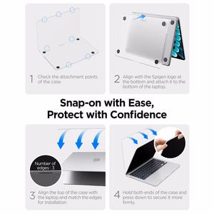 Spigen AirSkin dėklas, skirtas MacBook Air 13" 2023 / 2024 / 2025 / 2026 – skaidrus